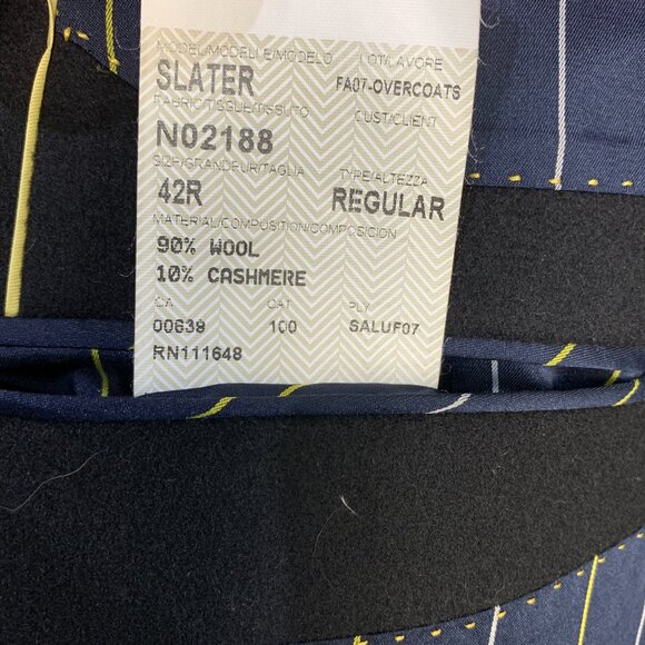 Nautica Overcoat Slater Mens 42R Black Wool Cashmere Trench Coat Jacket - Picture 12 of 16